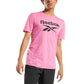 Camiseta gráfica com logotipo de identidade masculina Reebok rosa tamanho GG