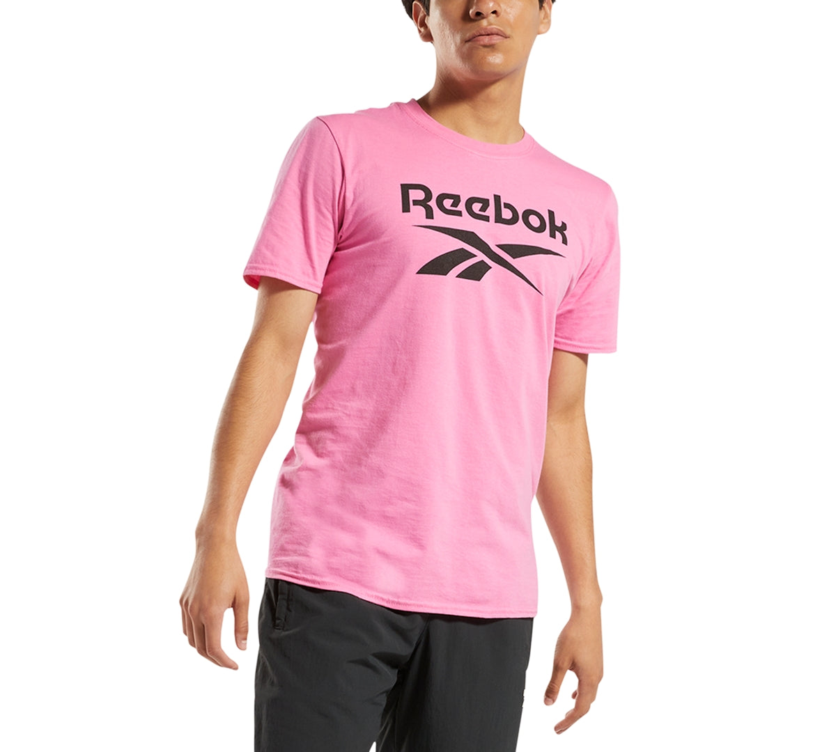 Camiseta gráfica com logotipo de identidade masculina Reebok rosa tamanho GG
