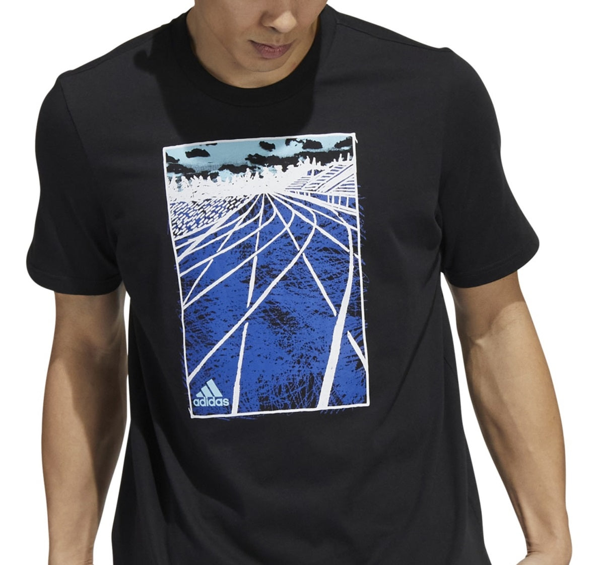 Camiseta Adidas Masculina Sketch Track Preta Tamanho X-G