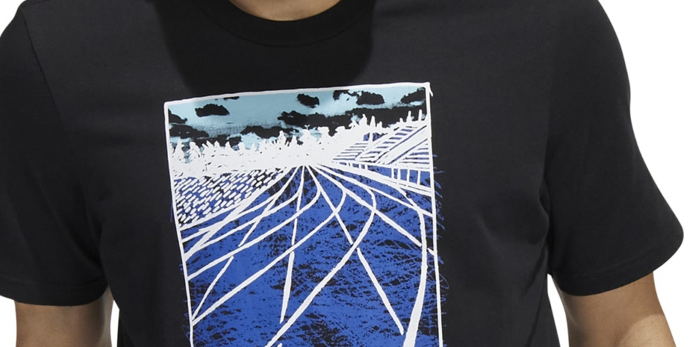 Camiseta Adidas Masculina Sketch Track Preta Tamanho Grande