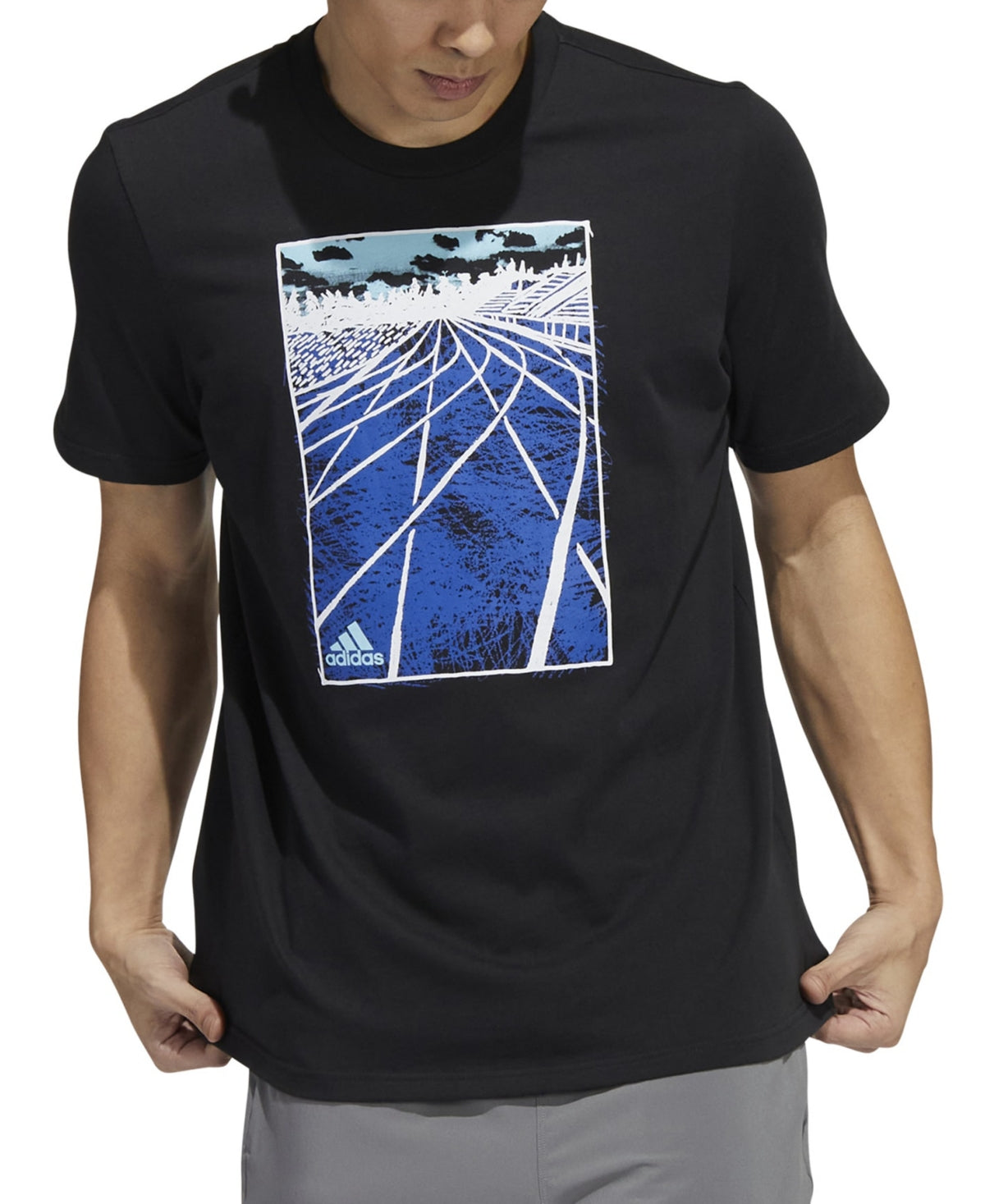 Camiseta Adidas Masculina Sketch Track Preta Tamanho P