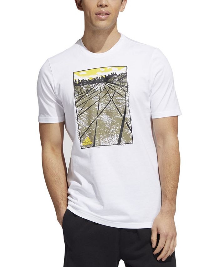 Camiseta Adidas Masculina Sketch Track Graphic Branca Tamanho Grande