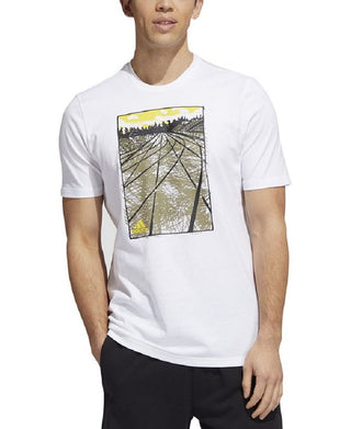 adidas Men's Sketch Track Graphic T-Shirt White Size Small