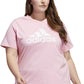 Camiseta feminina adidas com logo em algodão, rosa, tamanho 1X