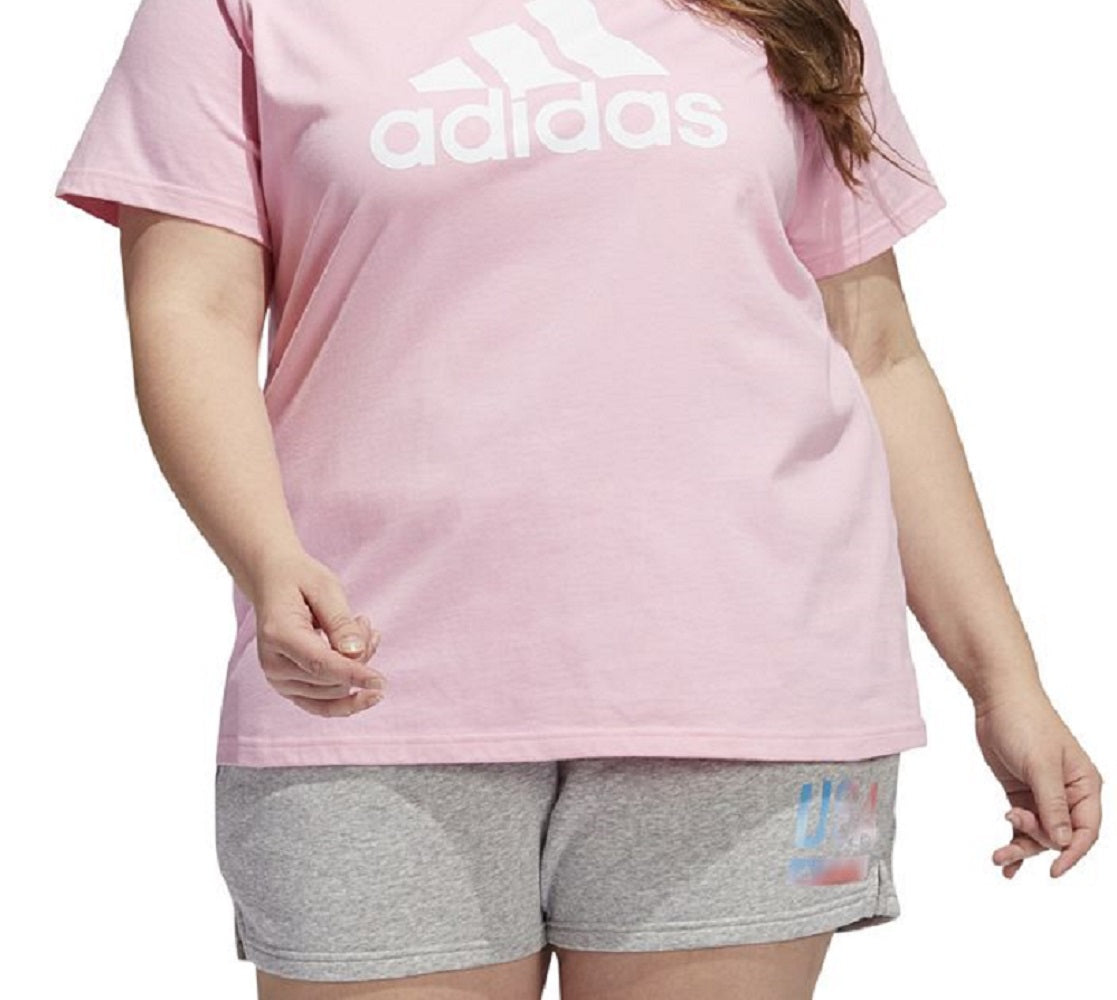 Camiseta feminina adidas Cotton Logo Rosa Tamanho 2X