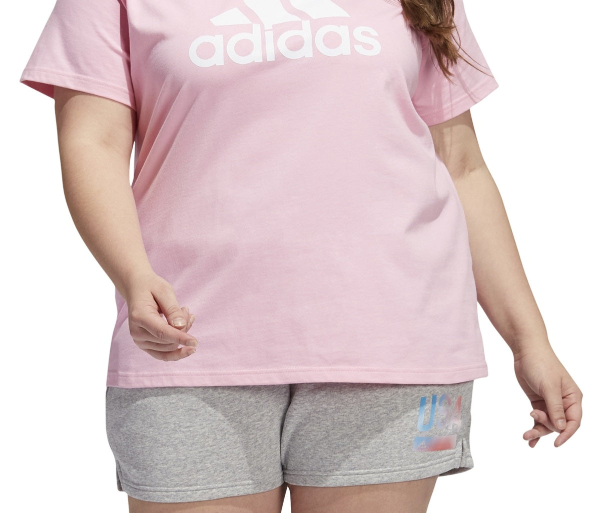 Camiseta Adidas Feminina Cotton Logo Rosa Tamanho 3X