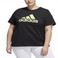 Camiseta feminina adidas com logo de algodão, preta, tamanho 4X