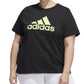 Camiseta feminina adidas com logo de algodão, preta, tamanho 2X