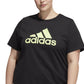 Camiseta feminina adidas com logo de algodão, preta, tamanho 2X