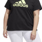 Camiseta feminina adidas com logo de algodão, preta, tamanho 2X