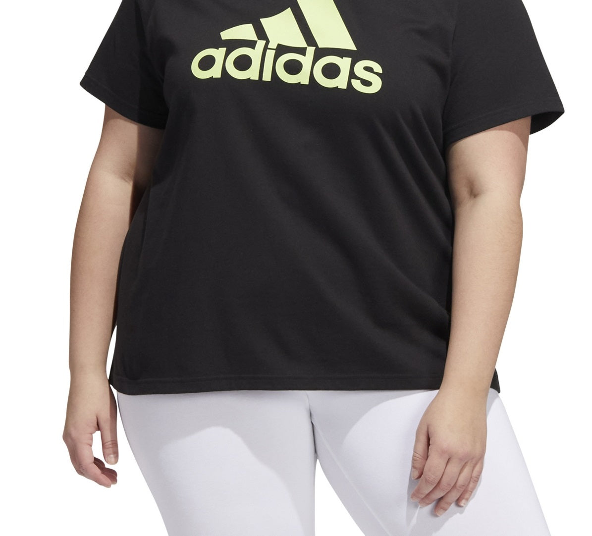 Camiseta feminina adidas com logo de algodão, preta, tamanho 2X