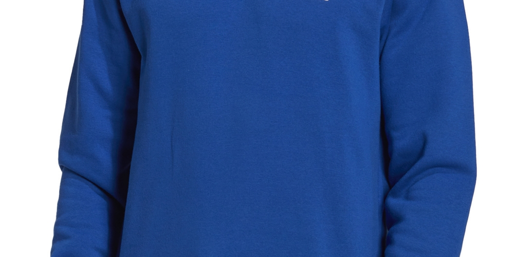 Moletom masculino adidas Feel Cozy Essentials Classic Fit com logotipo bordado e azul, tamanho XX-G