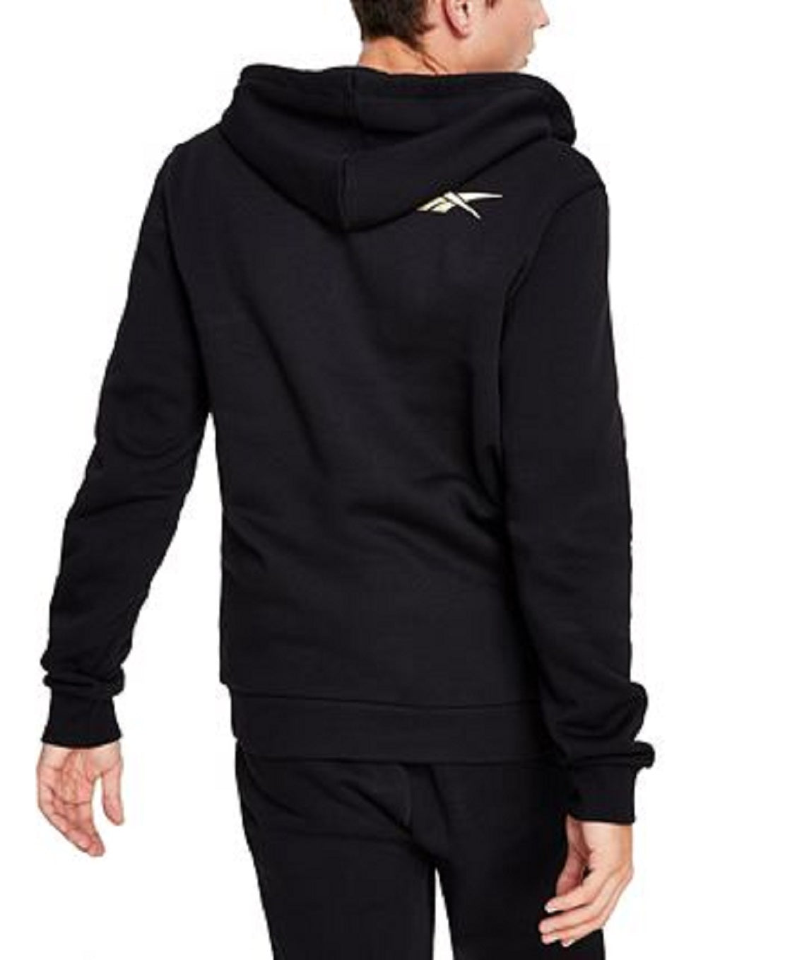 Reebok Moletom com capuz masculino Identity Fleece Logo Full Zip, preto, tamanho grande