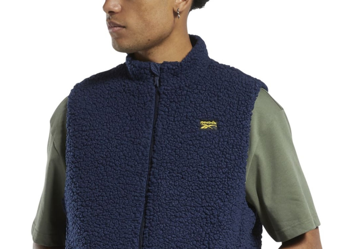 Colete Reebok Reversível Cord Sherpa-Fleece Masculino Azul Tamanho X-G