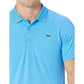 Camisa polo Lacoste masculina esportiva de manga curta, respirável e resistente à corrida, azul, tamanho M