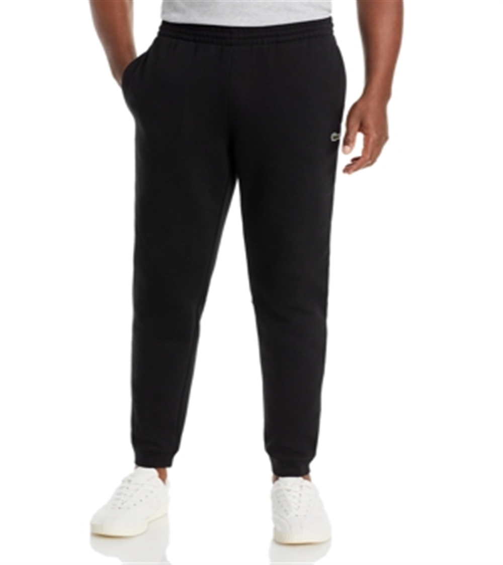 Calça de moletom clássica masculina Lacoste, preta, tamanho grande