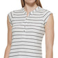 Calvin Klein Feminino Listrado Manga Curta Henley Branco Tamanho X-G