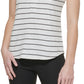 Calvin Klein Feminino Listrado Manga Curta Henley Branco Tamanho X-G