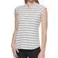 Calvin Klein Feminino Listrado Manga Curta Henley Branco Tamanho X-G
