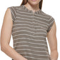 Calvin Klein Feminino Listrado Manga Curta Henley Branco Tamanho X-G
