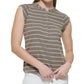 Calvin Klein Feminino Listrado Manga Curta Henley Branco Tamanho X-G