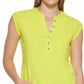 Calvin Klein Feminino Manga Curta Henley Verde Tamanho X-G
