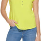 Calvin Klein Feminino Manga Curta Henley Verde Tamanho X-G