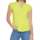 Calvin Klein Feminino Manga Curta Henley Verde Tamanho X-G