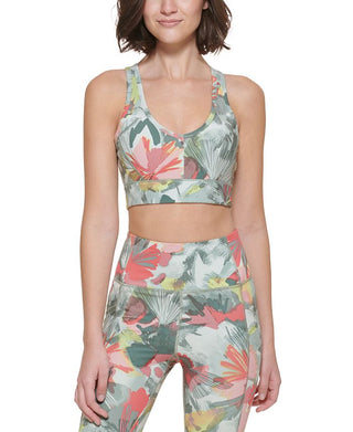 Sutiã esportivo Calvin Klein feminino de impacto médio e longo, verde, tamanho grande