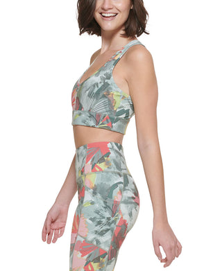 Sutiã esportivo Calvin Klein feminino de impacto médio e longo, verde, tamanho grande