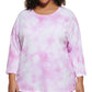 Blusa Calvin Klein Plus Size Feminina Estampada Tie Dye Rosa Tamanho 3X