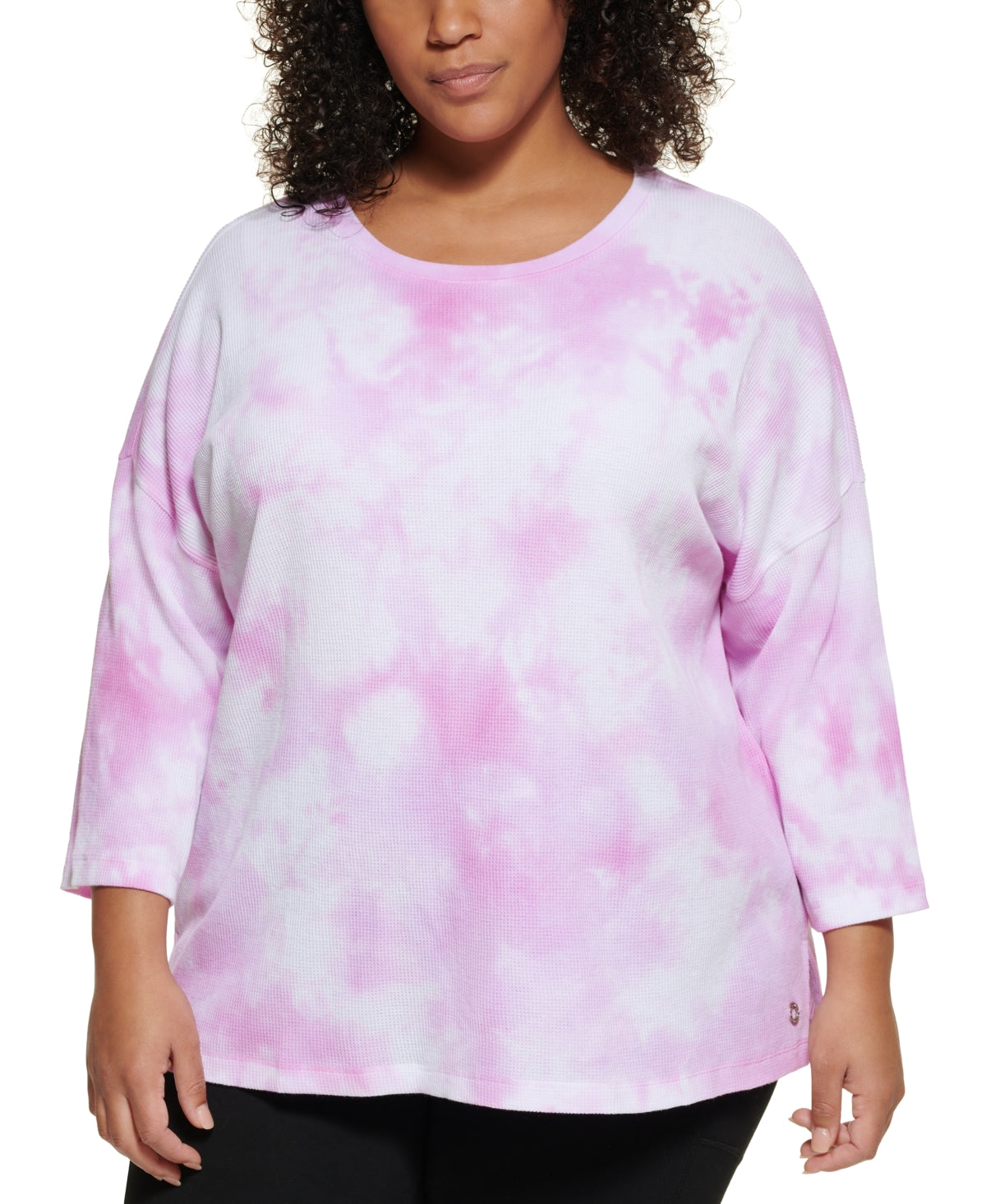 Blusa Calvin Klein Plus Size Feminina Estampada Tie Dye Rosa Tamanho 3X