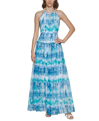 Vestido Calvin Klein Feminino Estampado Tie Dye Azul Tamanho 8