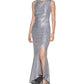 Vestido Calvin Klein Shine franzido com coluna, cinza, tamanho 16, feminino