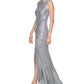 Vestido Calvin Klein Shine franzido com coluna, cinza, tamanho 16, feminino