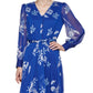 Vestido Calvin Klein Feminino Estampa Floral Chiffon Azul Tamanho 14