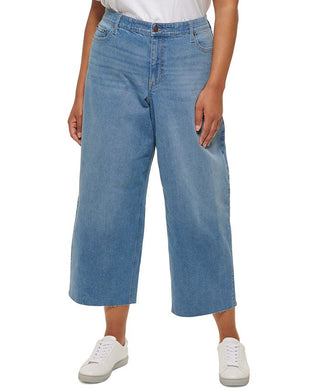 Calvin Klein Women's Wide Leg Cropped Jeans Blue Size 22W