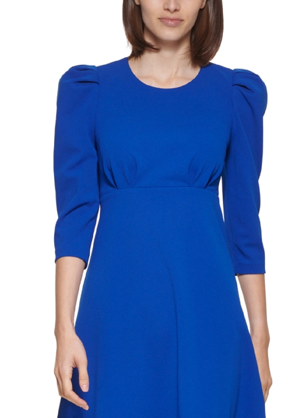 Vestido Calvin Klein Feminino com Ombros Bufantes e Corte A Azul Tamanho 6