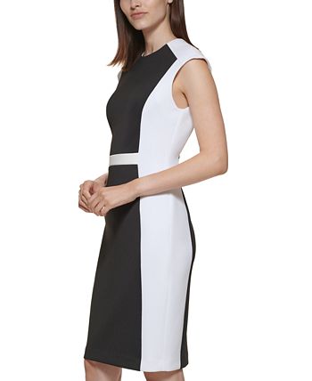 Vestido Calvin Klein Feminino Colorblocked Tamanho Preto 6 Petite