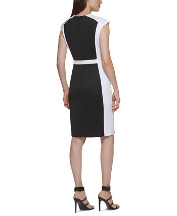 Vestido Calvin Klein Feminino Colorblocked Preto Tamanho 2 Petite