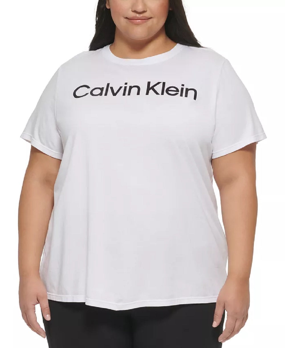 Camiseta Calvin Klein Feminina Performance Logo Graphic Branca Tamanho 3X