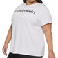 Camiseta Calvin Klein Feminina Performance Logo Graphic Branca Tamanho 3X