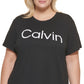 Camiseta Calvin Klein Feminina Performance Plus Logo Graphic Preta Tamanho 3X