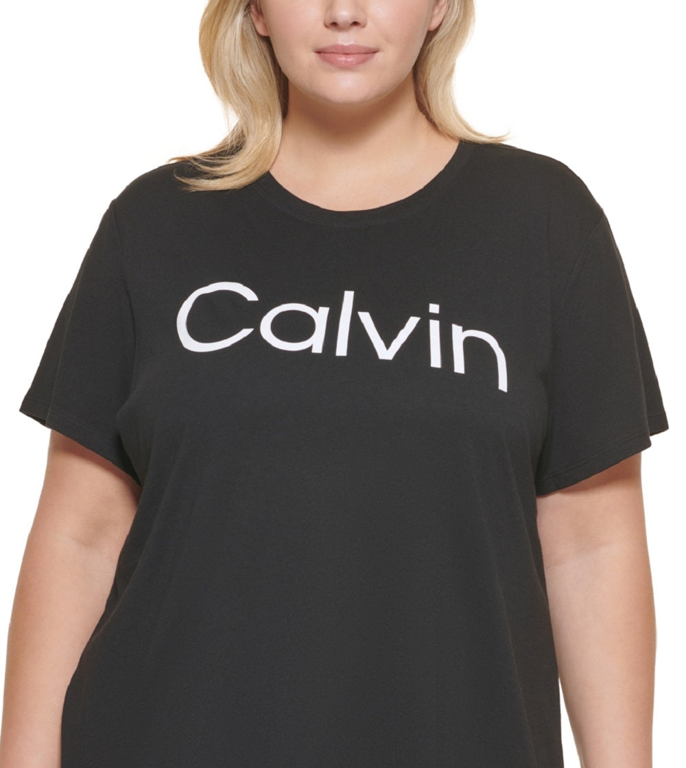Camiseta Calvin Klein Feminina Performance Plus Logo Graphic Preta Tamanho 3X