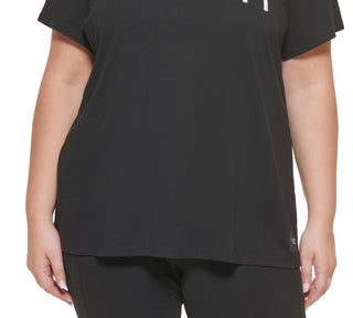 Camiseta Calvin Klein Feminina Performance Plus Logo Graphic Preta Tamanho 3X