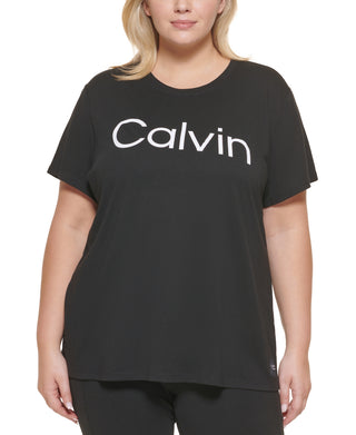Camiseta Calvin Klein Feminina Performance Plus Logo Graphic Preta Tamanho 3X