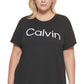 Camiseta Calvin Klein Feminina com Estampa de Logotipo Preta Tamanho 2X