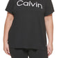 Camiseta Calvin Klein Feminina com Estampa de Logotipo Preta Tamanho 2X