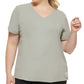 Camiseta Calvin Klein Feminina com Logo Patch e Gola V Verde