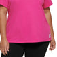 Camiseta Calvin Klein Feminina Performance Plus Logo Patch Gola V Rosa Tamanho 1X